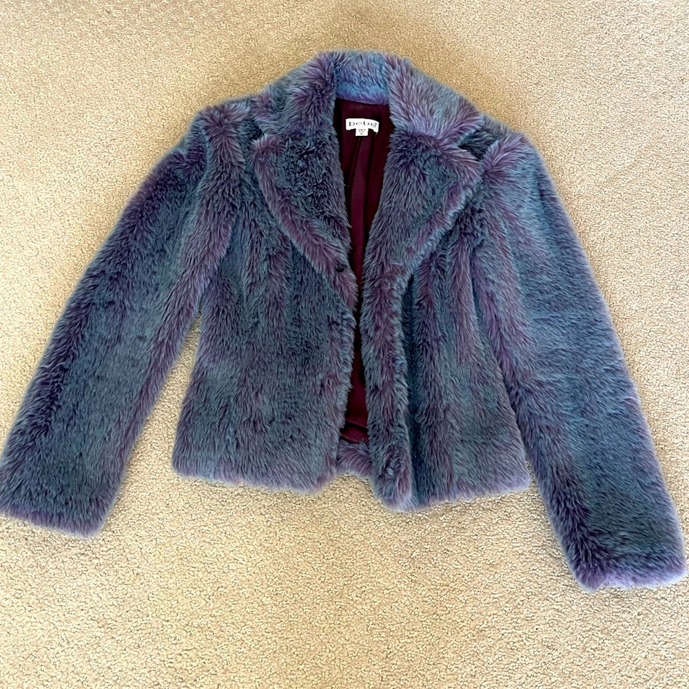 Vintage BeBe Purple Vegan Glam Faux Fur Jacket 💜